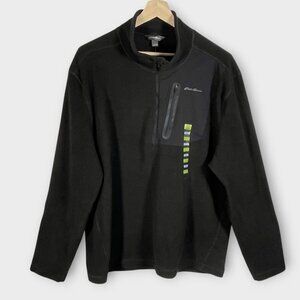 Eddie Bauer 1/4 Zip Cloud Layer Pullover Fleece Mens XXL Black Outdoor NEW
